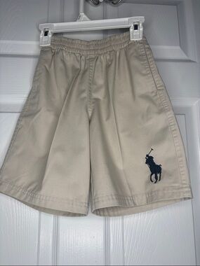 Polo by Ralph Lauren Khaki Shorts with Navy Pony Embroidery